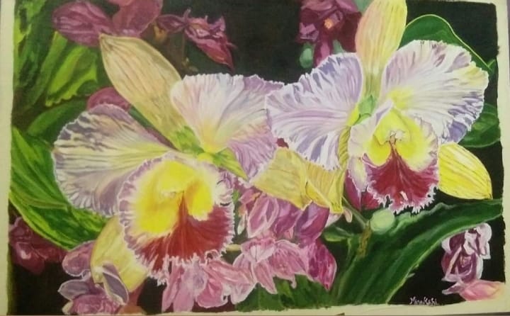 Best Canavas paintings in Guwahati. Florals, Orchid acrylic paingting